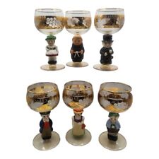 Set of 6 Vintage Goebel Hummel Figurine Cordial Wine Glasses With Gold Gilding picture