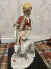 Beautiful Vintage 1970's Woman with Dog Figurine Statue 9x6 picture