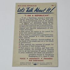 1950's Let's Talk About It Republican Card Women's Division National Committee picture