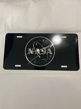 New NASA Logo License Plate Tag Laser Engraved Black And Silver picture