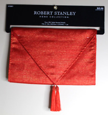 NIP Robert Stanley Faux Silk Table Runner +Tassels-Sparkly Flame Red-72