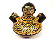 Vintage Peruvian Shipibo Conibo Pottery Vase Face Handmade Vessel 6.5x7