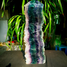 11.77LB Natural colored fluorite crystal tower specimen slice healing 5350g picture