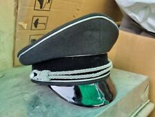 WW2 German Elite Officer Visor Hat Cap Black & Chin Pipe silver picture