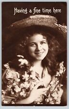 RPPC Portrait Postcard~ Beautiful Flower Girl~ Rochester Photo Press, New York. picture