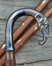 Designer Elephant Brass Handle Antique Style Vintage Cane Wooden Walking Stick picture