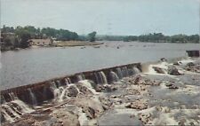 Merrimac River Dam Lowell Mass Plastichrome Postcard Posted 1961 picture