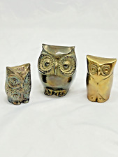 Vintage Lot of 3 Brass Owls Amsterdam & Germany 1970's - 80's SIGNED picture