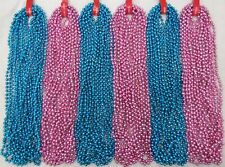 Mardi Gras Beads Blue Baby Pink Disco Gender Reveal Shower 6 Dozen 72 Necklaces picture