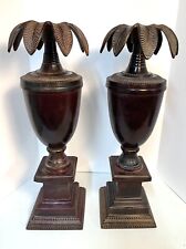 1970’s Vintage Tropical Palm Tree Candlestick Pillars 14” Tall picture