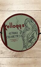KELLOGGS ASTHMA CIGARETTE CANADA PINUP GIRL PORCELAIN GAS OIL STATION PLATE SIGN picture