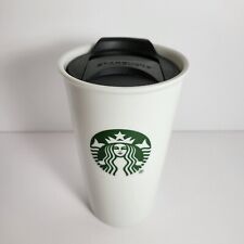 Starbucks Mug Mermaid Coffee Travel Tumbler w/ Lid 10 oz Ceramic White and Green picture