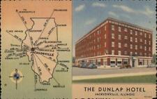 Jacksonville,IL The Dunlap Hotel Teich Morgan County Illinois Linen Postcard picture