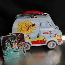 RARE VTG Coca Cola Coke Sun Man Van Shaped Lunch Box Tin + Sealed 90s Mix Tapes picture