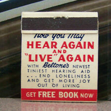 Vintage Matchbook G5 Circa 1940 Hearing Aid Hear Again Live Again Beltone's Free picture