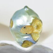 HUGE South Sea Pearl Baroque Golden Mother-of-Pearl Snake Carving undrilled 4.0g picture