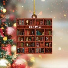 Reading Ornament, Book Lovers Heart Ornament, Book Shelf Christmas Ornament, Old picture