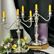FB Rogers Silver Plated Candelabras Large Silver Centerpiece Candle Holders Pair picture