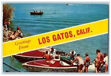 1963 Greetings From Los Gatos Speedboat Boating Fishing California CA Postcard picture