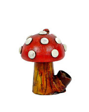 Red Power Up Mushroom Handmade Tobacco Smoking Hand Pipe Toadstool Magic Shrooms picture