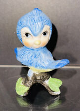 CUTEST RARE VINTAGE 1950S ANTHROPOMORPHIC BLUE BIRD on branch 3” Tall picture