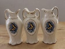 VINTAGE 3-PC BUTTERFLY MINI VASE PORCELAIN .  BEAUTIFUL COLLECTABLE ITEM  picture