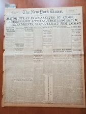 1921 NOVEMBER 9 NEW YORK TIMES NEWSPAPER - MAYOR HYLAN IS RE-ELECTED - NT 8020 picture