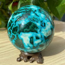 4.37LB Natural Malachite Polished Ball Crystal Specimen Reiki Healing+Stand picture