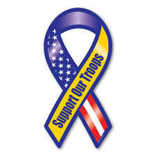 Support Our Troops Blue & Yellow Ribbon  Magnet picture