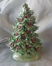 Ceramic Christmas Tree Made from a Vintage Mold Green with Red Berries pearled.. picture