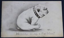 Artist Signed, V. Colby, Nobody Loves A Fat Man, Bulldog Postcard 1911 picture