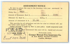 1939 Grange Mutual Fire Insurance Co. Cadillac Michigan MI Postal Card picture