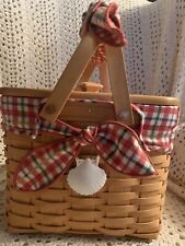 Longaberger Good Ol’ Beachcomber Basket W/Lid, Protector, 2 Liners, and tie picture