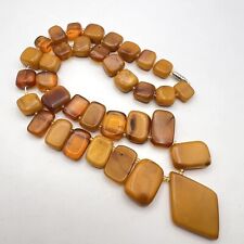 100% Genuine Baltic Yellow Royal Amber Beads Necklace Butterscotch EggYolk 38gr picture