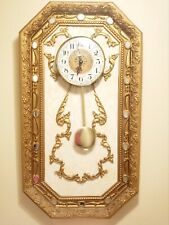 Vtg Wall Clock Gold Rococco/Mirrored/Ornate/Hollywood Regency Style-33