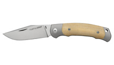 Viper Twin Folding Knife Natural Canvas Micarta/Ti Handle M390 Plain V6002CN picture