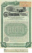Chauncey Depew signed 1885 $1,000 Railroad Bond - West Shore Railroad Autograph  picture
