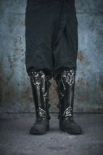 Medieva LARP Armor Legs Protection - Blackened Dwarf Style Greaves - Steel Armor picture