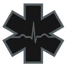 Black Subdued Reflective Star Of Life Cardiac Helmet Decal EMS EMT 3 inch picture