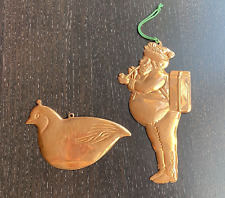 Lot of 2 Dept 56 Copper Tree Ornaments Santa and Partridge picture