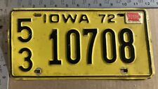 1972 1973 1974 Iowa license plate 53 10708 Jones Ford Chevy Dodge 11316 picture