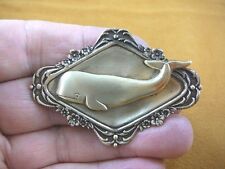 b-whal-2) Sperm Whale ocean scrolled brass pin pendant love watching whales pod picture