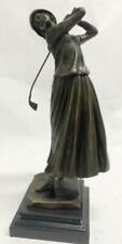 Golf Lover Mother`s Day Female Golfer Club Bag Bronze Marble Sculpture Statue picture
