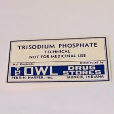 Pharmacy label ephemera paper WW1 drugstore WWI Owl Muncie Indiana Trisodium vtg picture