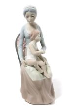 20th Century Spain Porcelain Figure Woman With Child Hand Made Painting picture