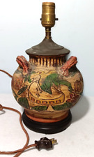 Antique or Vintage Primitive Folk Art Pottery Lamp picture