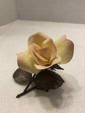 BOEHM limited issue bisque porcelain “The Peace Rose” Rose On Bronze Stem Leaves picture