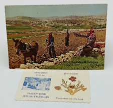 Vintage Jerusalem Flowers Card & Card with Soil from the HOLY LAND 1966 picture