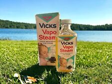 Vintage Vicks Vapo Steam Box and Bottle Liquid Medication Turquoise Packaging Ad picture