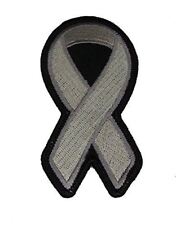 GREY RIBBON FOR MENTAL ILLNESS DIABETES BRAIN CANCER AND ASTHMA AWARENESS PATCH picture